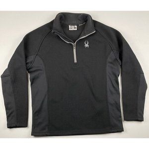 Spyder 1/4 Zip Pullover Men’s XL Waffle Knit Fleece Lined Stretch Sides Black